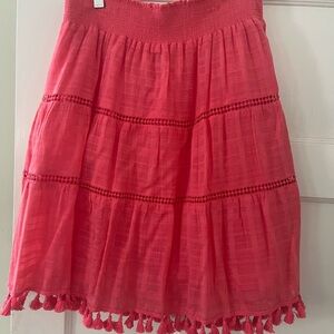 LOFT Pink Smocked A-line Mini Skirt